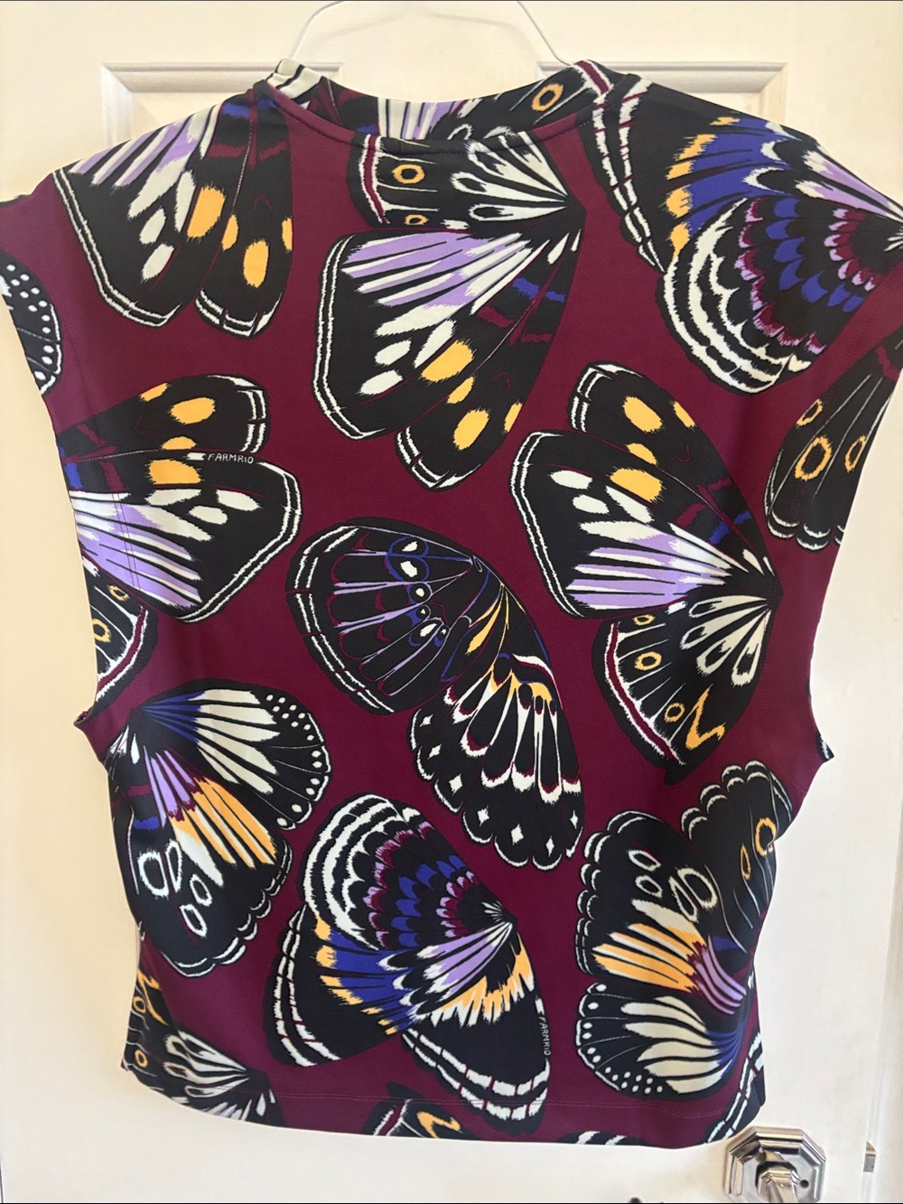 adidas Women's Maroon Butterfly Print Tank with Teal Logo - Picture 4 of 6